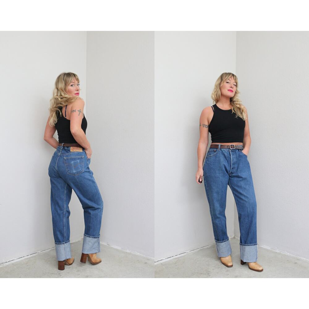 1990's Vintage Levi's 501 USA Made Wallet Mark Jeans Women's LG XL 35" 36" Waist